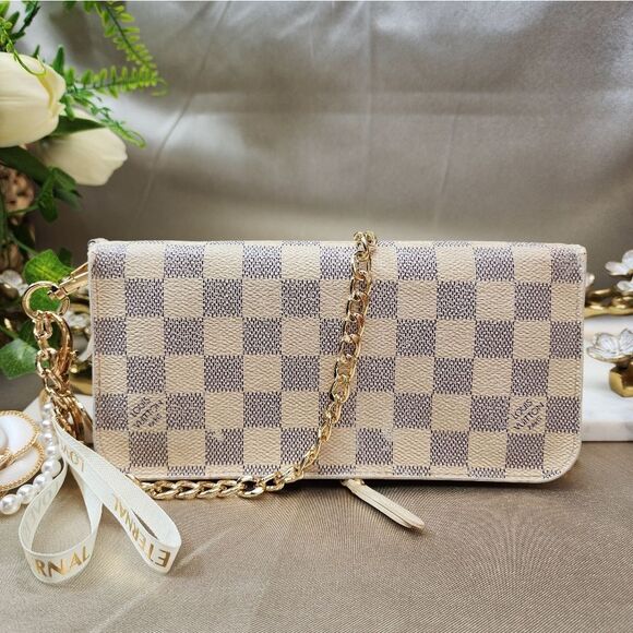 Louis Vuitton Damier Azur Insolite Wallet w/ Dust Bag & Unbranded Chain - Picture 3 of 17